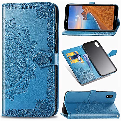 Funda para Xiaomi Redmi 7A, Carcasa Libro con Tapa Flip Case Antigolpes Golpes Cartera PU Cuero Suave Soporte con Correa Cordel - Mandala Azul Funda para Xiaomi Redmi 7A, Carcasa Libro con Tapa Flip Case Antigolpes Golpes Cartera PU Cuero Suave Soporte con Correa Cordel - Mandala Azul
