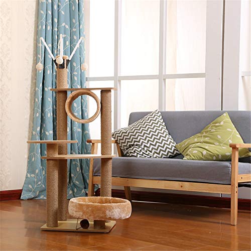 Gato juega torre del árbol, Gato de madera maciza Árbol de escalada Soporte de gato de múltiples capas Cuerda de sisal Columna de arañazos Puente de arañazo Garra de molienda Juguete de gato for masco Gato juega torre del árbol, Gato de madera maciza Árbol de escalada Soporte de gato de múltiples capas Cuerda de sisal Columna de arañazos Puente de arañazo Garra de molienda Juguete de gato for masco