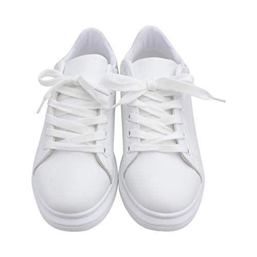 Genérico Plataforma Antideslizante Zapatos para Caminar Mujeres Blanco Cuero de La PU con Cordones Zapato de Tenis Casual Zapatillas de Moda para Mujer 24.0Cm Genérico Plataforma Antideslizante Zapatos para Caminar Mujeres Blanco Cuero de La PU con Cordones Zapato de Tenis Casual Zapatillas de Moda para Mujer 24.0Cm