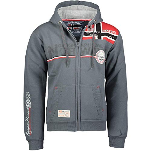 Geographical Norway FAPONIE Hombre - Sudadera Capucha Bolsillo Canguro Hombre - Hoodie Logotipo Hombre - Hoody Manga Larga Capucha - Sudadera Deportiva Casual Logo Sweat (Gris Oscuro 2XL)