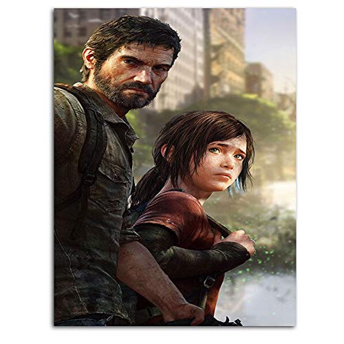 Ghychk The Last of Us Parte II Pintura al óleo de 30,48 x 45,72 cm, diseño de juegos de aventura de Ellie y Joel Galería de arte listo para colgar