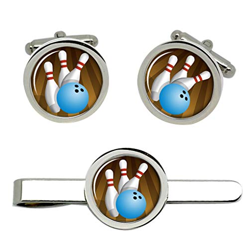 Giftshop UK 10 Pin Boliche Gemelos y Corbata Clip Set Giftshop UK 10 Pin Boliche Gemelos y Corbata Clip Set