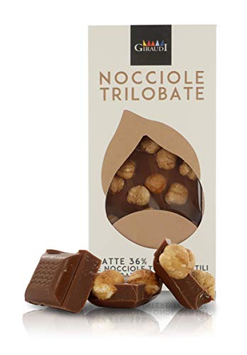 Giraudi Tableta de Chocolate con Leche 36% con avellanas Tostadas, producción Artesanal - 100 gr