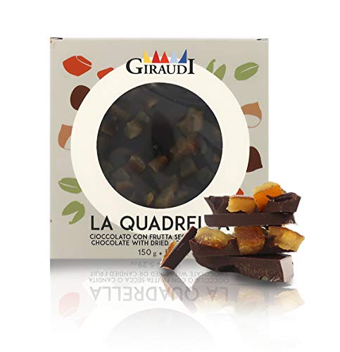 Giraudi Tableta de Chocolate Negro 61% con Naranja confitada, producción Artesanal - 150 gr