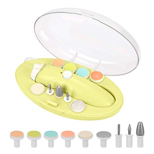 HALOVIE Lima de Uñas Eléctrica para Bebés y Adultos Set de Manicura y Pedicura para Dedos de los Pies y las Uñas kit de Cortaúñas 9 Cabezales Cuidado de Uñas Bebé Profesional con LED USB Recargable