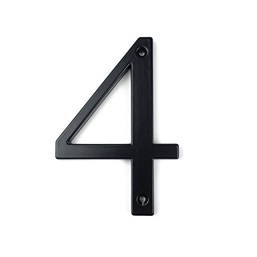 HASWARE Signo de número de casa Números de puerta modernos de 4 pulgadas (10 cm) Placa de señalización Números de dirección de la calle Aleación de zinc (4, Negro)