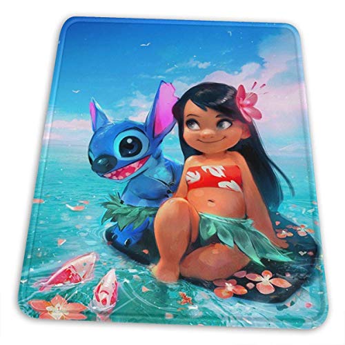HASYH Lilo Stitch Mouse Pad with Stitched Edge Premium-Textured Mouse Mat Non-Slip Rubber Base Mousepad for Laptop Computer & PC 11.81 X 9.84 X 0.12 Inches