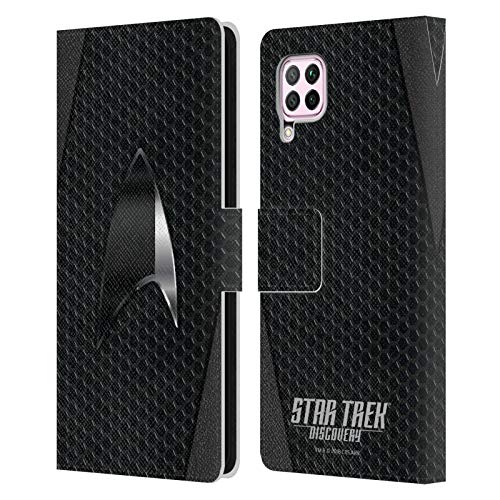 Head Case Designs Oficial Star Trek Discovery Negro Insignias Carcasa de Cuero Tipo Libro Compatible con Huawei Nova 6 SE / P40 Lite