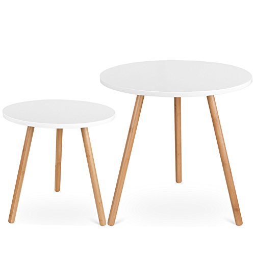 Homfa 2 Mesitas de Café Mesa de Centro Mesa Auxiliar Blanco (50×50×50 cm y 40.5×40.5×40.5 cm) Homfa 2 Mesitas de Café Mesa de Centro Mesa Auxiliar Blanco (50×50×50 cm y 40.5×40.5×40.5 cm)