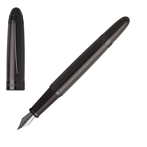 Hugo Boss ICON Grey - Pluma estilográfica de color gris, verde, de alta gama y elegante, incluye recarga, con punta M. Hugo Boss ICON Grey - Pluma estilográfica de color gris, verde, de alta gama y elegante, incluye recarga, con punta M.