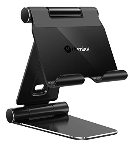 Humixx Soporte para tablet ajustable, soporte de escritorio portátil compatible con iPad Pro 2020 12.9/10.5/10.2/9.7, Air Mini 2 3 4, Nintendo Switch, Fire 10, Samsung Tab, negro