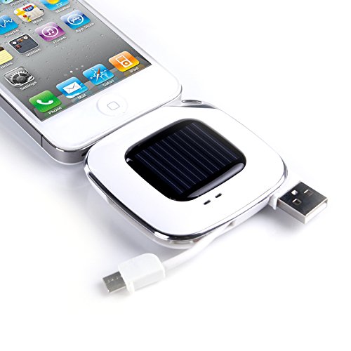 Incutex banco de energía solar 3 en 1 con 500mAh y micro USB compatible para Samsung Galaxy S2 S3 S4 S5 S6 cargador externo con celda solar, cargador USB, cargador de emergencia, blanco