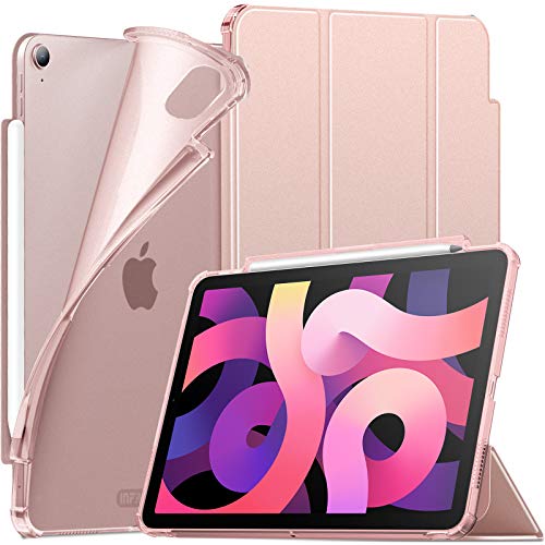 INFILAND Funda Case para iPad Air 4 Generación,iPad 10.9 Inch 2020 Cover Soporte,[Auto-Reposo/Activación Cubierta] [Espalda translúcida Mate] [Carcasa Ligera] [Ultra Delgada Estuche],Rosa Dorado