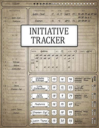 Initiative Tracker: Encounter Tracker For RPG Games: DM Tools: Easy And Fast Combat Organization: 1 - 6 Players: For Tracking HP, Conditions, Player and Enemy Stats
