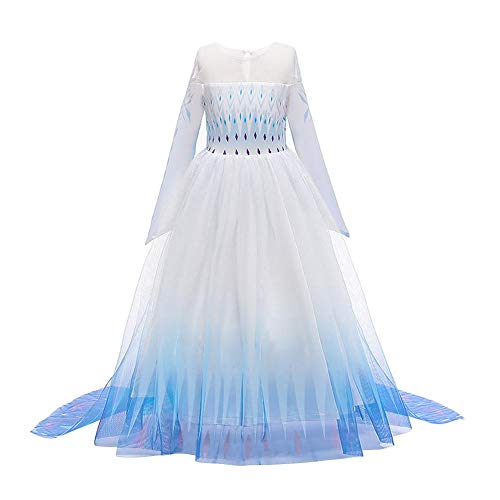 Iwemek 2 disfraces de reina del hielo Elsa para niña, vestido de princesa de nieve, con copos de nieve, vestido de tul, para Navidad, carnaval, fiesta de cumpleaños B-azul 02 3-4 Años