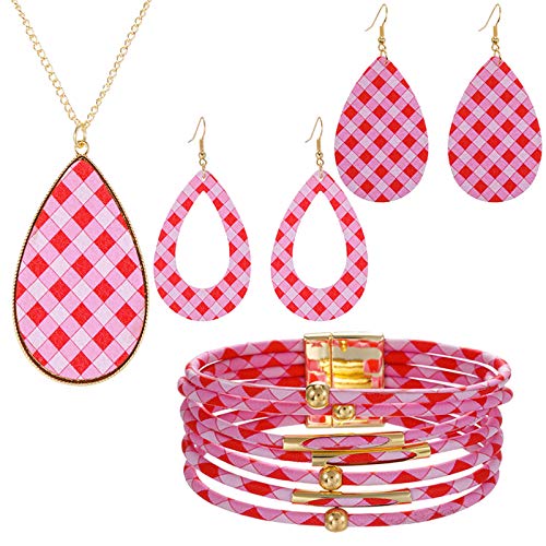 Joyas para mujeres y niñas Juego de 6 piezas 1 collar colgante + 2 pares de pendientes + 1 pulsera Regalos de joyería para cumpleaños Día de San Valentín