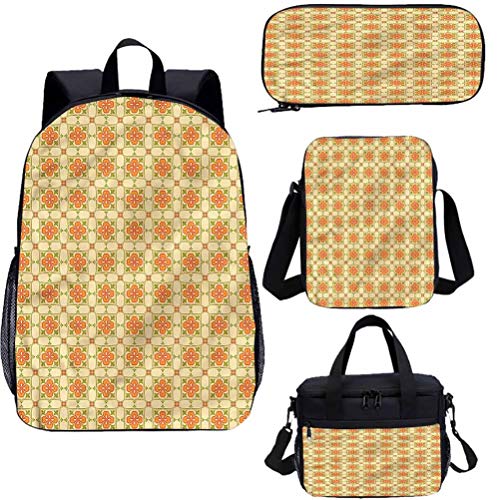 Juego de bolsas escolares para niños de 43,1 cm, diseños antiguos de la temporada de primavera 4 en 1 conjuntos de mochila