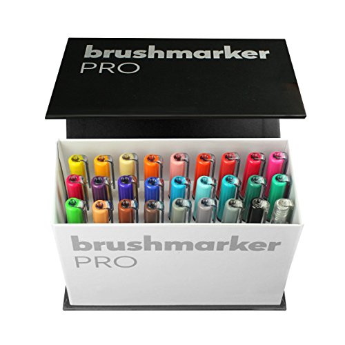 Karin Mini Box Brushmarker Pro 26 unidades + 1 Blender Cuerpo transparente con sistema Ink-Free de 2,4 ml de color líquido sin rotuladores