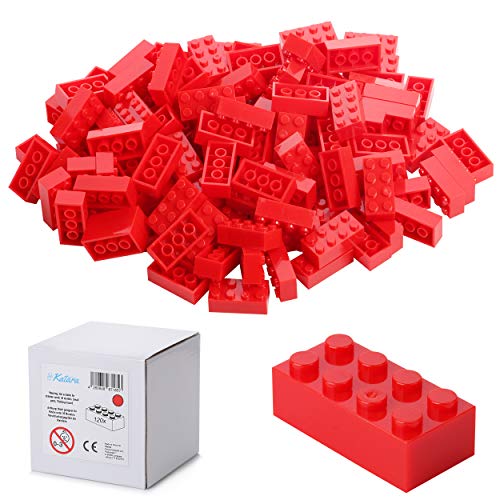Katara 120 Bloques de construcción 4x2, Compatible con Todos los demás Fabricantes, Disponible en Muchos Colores - Rojo