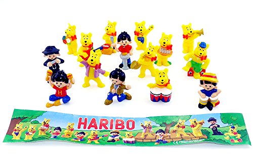 Kinder Überraschung Juego de 15 figuras coleccionables de osos dorados Haribo con folleto (idioma español no garantizado).