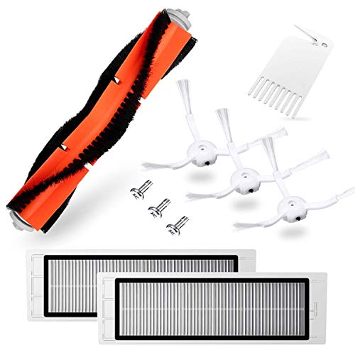 Kit de Accesorios para Xiaomi Aspirador Roborock S50 S51 S55 S5 S6 Roborock 2 Xiaomi MI Robot, 1 Cepillo Principal, 3 Cepillo Lateral, 3 Tornillo, 2 Filtro HEPA, 1 Herramienta de Limpieza