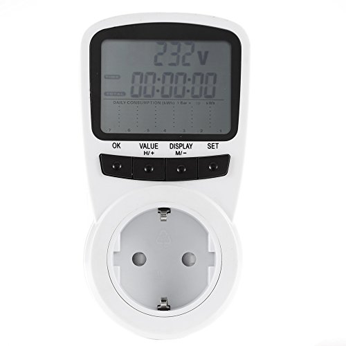 KKmoon Medidor de Consumo de Energía Enchufe Digital LCD eléctrico contador de electricidad Monitor consumo costo analizador protección de sobrecarga Monitores de alimentación eléctrica