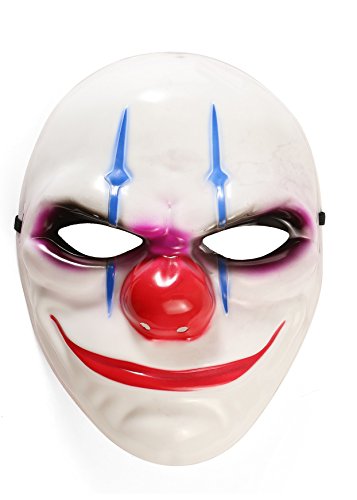 Komonee Payaso Adulto Blanco Disfraz máscara de Halloween (HM21)