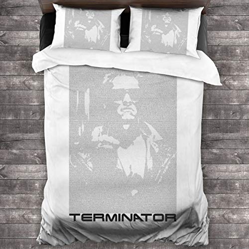 KUKHKU Terminator - Juego de cama de 3 piezas, funda de edredón de 86 x 70 pulgadas, 3 piezas decorativas con 2 fundas de almohada