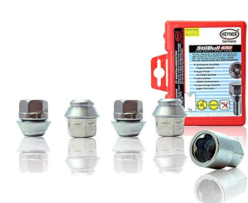 La tuerca de la rueda de bloqueo StilBull Heyner para M12x1,5, 60 grados asiento Ford Set de 4 Extracción y protección anti-robo clave La tuerca de la rueda de bloqueo StilBull Heyner para M12x1,5, 60 grados asiento Ford Set de 4 Extracción y protección anti-robo clave