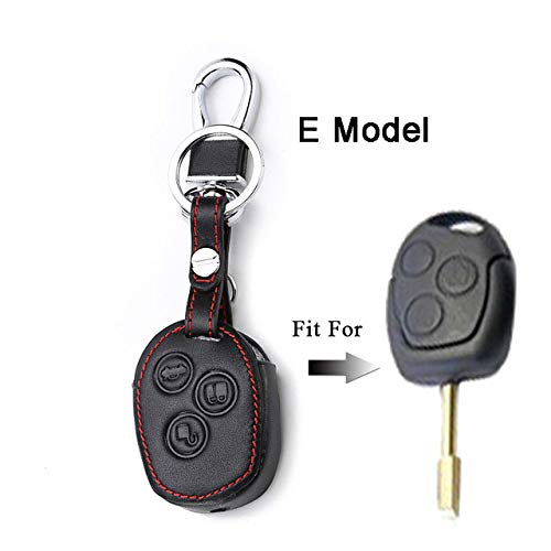 LAMWAN Llaveros de automoción para Funda de Cuero con Llave remota, Cubierta de Carcasa para Ford Mondeo Mk3 Transit Custom Fusion Edge Mondeo Mustang para Llavero Ford Keys, Modelo E Negro LAMWAN Llaveros de automoción para Funda de Cuero con Llave remota, Cubierta de Carcasa para Ford Mondeo Mk3 Transit Custom Fusion Edge Mondeo Mustang para Llavero Ford Keys, Modelo E Negro