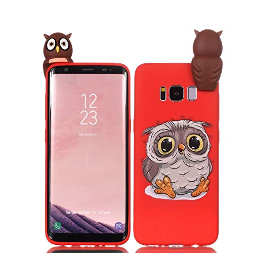 LAXIN Cute owl Case for Samsung Galaxy S8,Soft 3D Silicone Case,Cute Fruit Rubber Cover,Cool Kawaii Cartoon Gel Cover for Kids Girls Boys Men Woman Fun Soft Silicone Shell