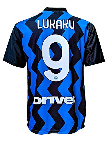 L.C. SPORT Camiseta del Inter Romelu Lukaku 9, réplica autorizada 2020-2021 8-9 años Nero Azzurro