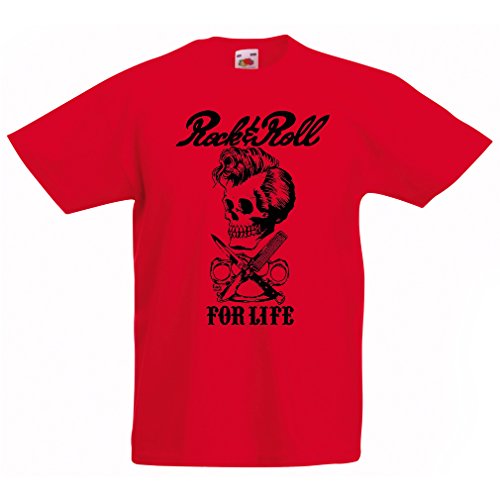 lepni.me Camiseta para Niño/Niña Rock and Roll For Life - 1960s, 1970s, 1980s - Banda de Rock Vintage - Musicalmente - Vestimenta de Concierto (1-2 Years Rojo Multicolor)