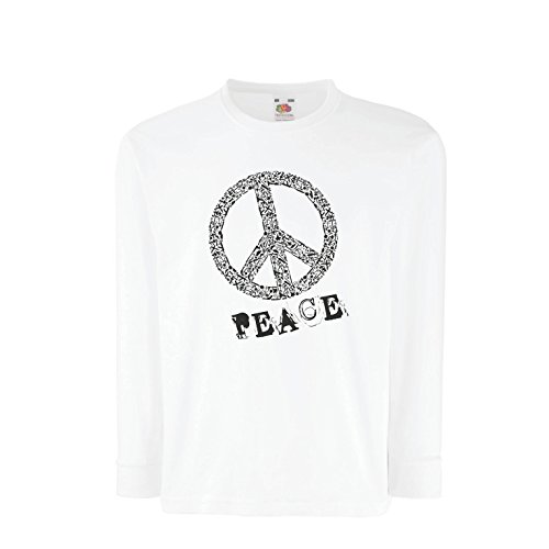 lepni.me Camiseta para Niño/Niña Símbolo de la Paz 60s 70s Festival Hippie Signo de la Libertad (12-13 Years Blanco Multicolor)
