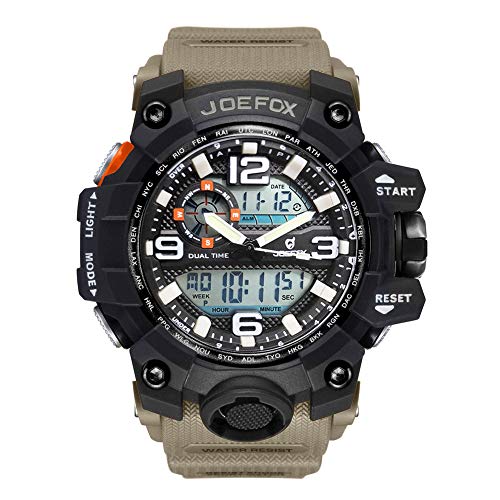 LIBARTE Hombre Reloj Deportivo Militar Sport Hombres Reloj de Pulsera Reloj Pulsera Digital LED (Caqui-1)