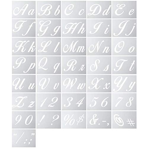 Liding - 36 Plantillas de Letras de Arte, Plantillas Reutilizables de Alfabeto, Plantillas de plástico Lavables para Pintar Letras con números y letreros