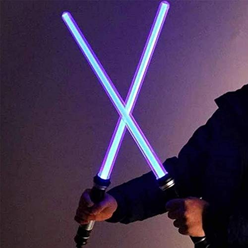 Light Up Laser Sword 2-en-1 LED FX Juego de espadas láser dual 7 colores con sonido (sensible al movimiento) para Galaxy War Fighters y Warriors Kid Gift