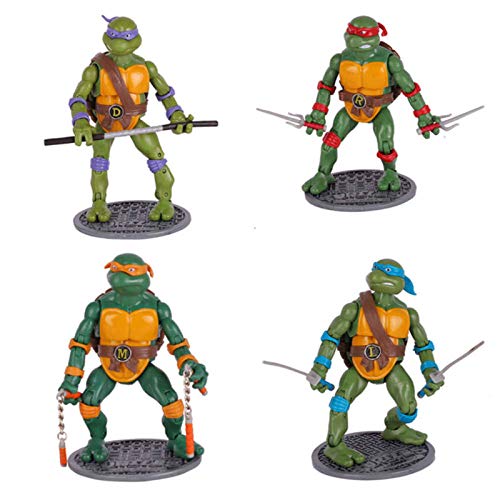 LINRUS Figuras de Tortugas Ninja Mutantes Adolescentes, Juego de 4 Juguetes Modelo de Tortugas Ninja, Juguetes Coleccionables, Juegos de Figuras de Acción de Tortugas Ninja (6.29 Pulgadas)