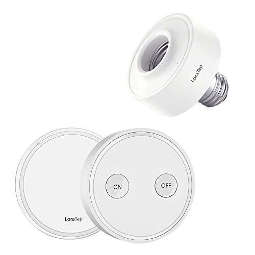 LoraTap Juego Portalámpara Inteligente Adaptador Inalámbrico para Lámpara Luz Bombilla LED con Mando a Distancia Control Remoto, E27, Blanco, Alcance de 200m, Iluminación de Casa