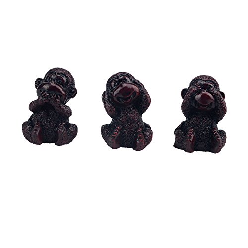 Los tres monos sabios de Feng Shui See Hear Speak No Evil Resina Figuras con Mxsabrina pulsera de hilo rojo W1745