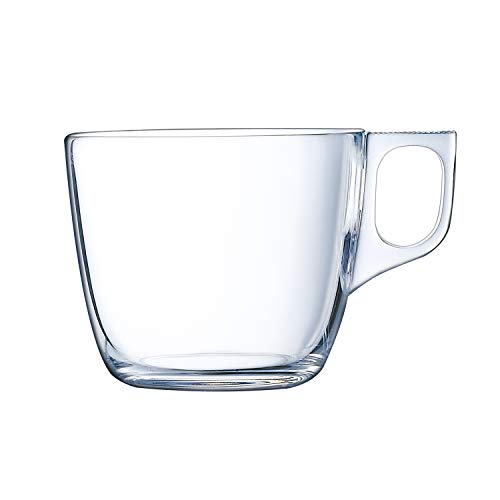 Luminarc Nuevo Set 6 tazas desayuno mugs café de vidrio para microondas 22cl, Negro