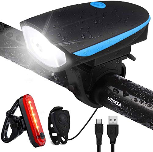 Luz Bicicleta Kit con Timbres Sirena,Conjuntos de Faros Delanteros y Traseros para Ciclismo,Recargable USB, Luz LED Bicicleta Electrica para Patinete Electrico Carretera y Montaña Luz Bicicleta Kit con Timbres Sirena,Conjuntos de Faros Delanteros y Traseros para Ciclismo,Recargable USB, Luz LED Bicicleta Electrica para Patinete Electrico Carretera y Montaña