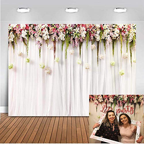 Mehofoto cortina de flores nupcial ducha telón de fondo 7x5ft floral pared lila ceremonia de la boda fondo inconsútiles bebé recién nacido fotografía telones de fondo