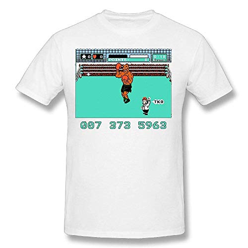 Men's Mike Tysons Punch out NES Adult Satire Funny Cool Short T Shirts tee White,Camisetas y Tops(X-Large)