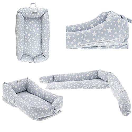 Mimuselina Cuco Nest Reductor | Cama Nido Desenfundable, Minicuna Portátil Colcheo, Reductor de Cuna, Chichonera, Cojín de Lactancia, Impermeable, Estampado Estrellas Azul Blue Petrol, 85x52 cm Mimuselina Cuco Nest Reductor | Cama Nido Desenfundable, Minicuna Portátil Colcheo, Reductor de Cuna, Chichonera, Cojín de Lactancia, Impermeable, Estampado Estrellas Azul Blue Petrol, 85x52 cm
