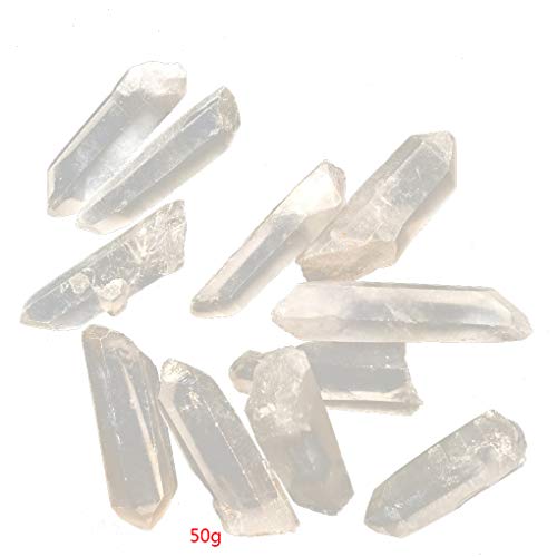 Mingtongli 50g / 100g Lote Natural del Cristal de Cuarzo Claro Puntos Varita de muestras Naturales Columna de Cuarzo Transparente Decoraciones Adornos