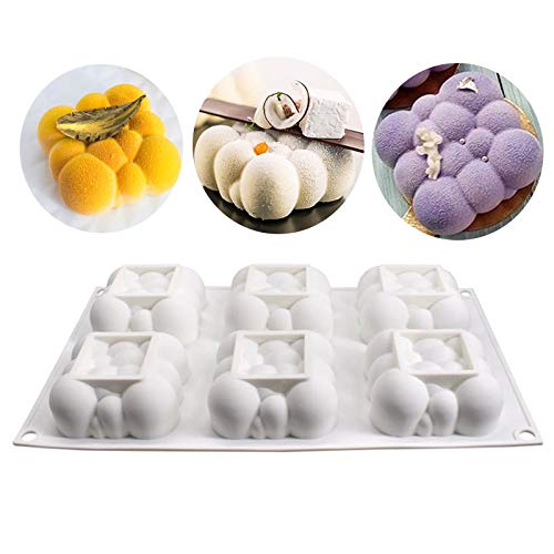 Molde de silicona 3D Bubbles Clouds, moldes cuadrados para hornear tartas, moldes de postre para gelatina, bollería y helado