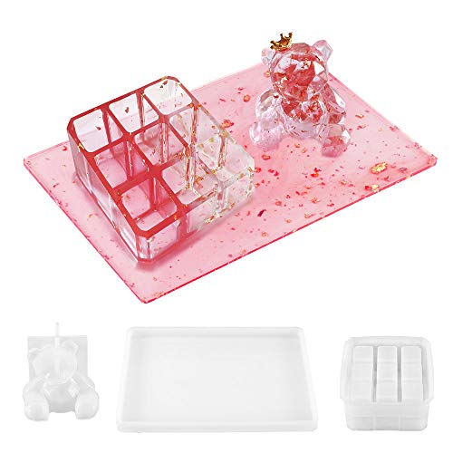 Moldes para resina epoxi de oso de peluche 3D Molde resina bandeja, Moldes de almacenamiento de lápiz labial, adecuado para Modelado de postres, Almacenamiento de lápiz labial, Tapete para cuenco Moldes para resina epoxi de oso de peluche 3D Molde resina bandeja, Moldes de almacenamiento de lápiz labial, adecuado para Modelado de postres, Almacenamiento de lápiz labial, Tapete para cuenco