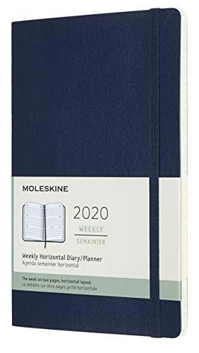 Moleskine - Agenda Semanal Horizontal de 12 Meses 2020, Tamaño Pequeño 13 x 21 cm, 144 Páginas, Azul Zafiro