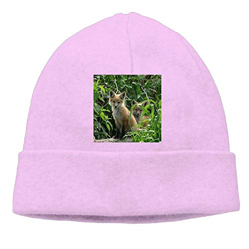 Momens Two Young Red Fox Kits Elastic Street Dance Black Beanies Caps Hats